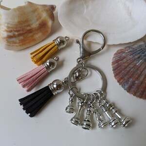 4/$20 Chess keychain keyring key chain ring tassel burlap gift bag pouch